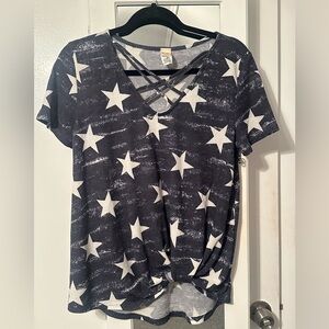 Women's Star Print V-Neck Top